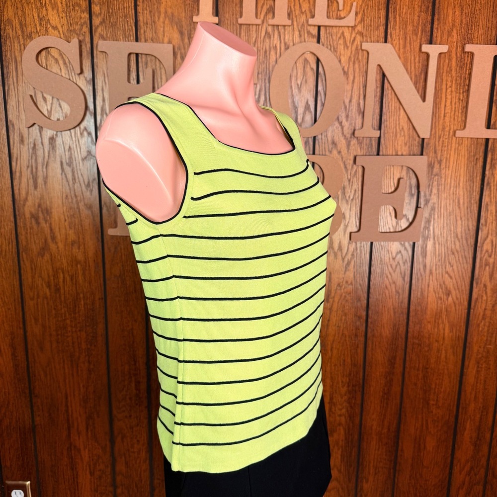 Joseph A Lime Green Striped Y2K Whimsygoth Tank Top Women Large Retro Indie Top - Picture 3 of 5